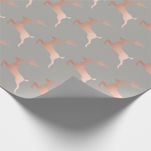 Elegant Roos Gold Grey Kerstrendierpatroon Cadeaupapier (Hoek)