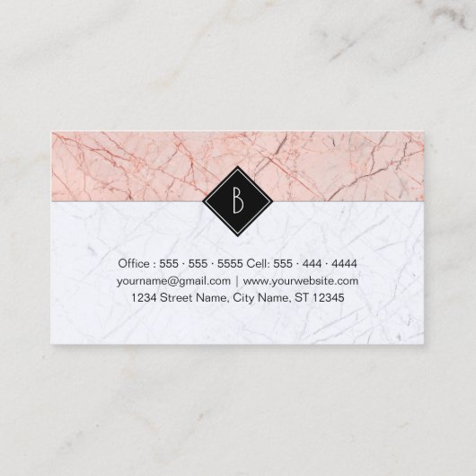 Elegant Roos Gold Grey Marble Visitekaartje (Achterkant)