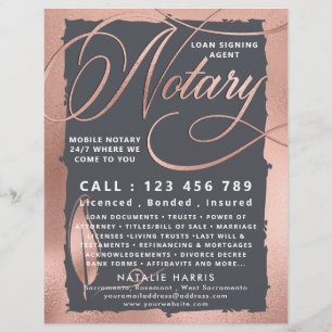 Elegant Roos Gold & Grey Notary Loan Agent Flyer