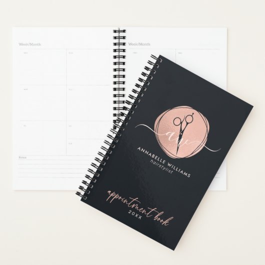 Elegant Roos Gold Haarstylist Benoeming Book Planner (Display)