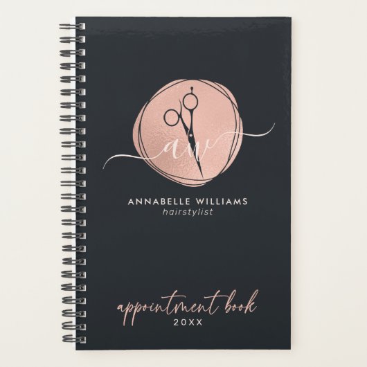 Elegant Roos Gold Haarstylist Benoeming Book Planner (Voorkant)