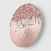 Elegant Roos Gold Haarstylist Scissor Monogramed Grote Klok (Hoek)