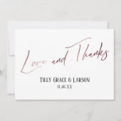 Elegant Roos Gold Handwriting Love and Bedankt (Voorkant)