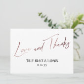 Elegant Roos Gold Handwriting Love and Bedankt (Staand voorkant)