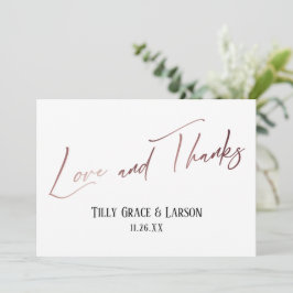 Elegant Roos Gold Handwriting Love and Bedankt