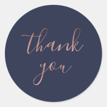 Elegant Roos Gold Hartelijk dank | Navy Round Stic