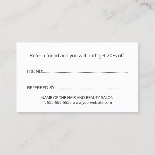 Elegant Roos Gold Heart Beauty Salon Referral (Achterkant)