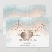 Elegant Roos Gold Heart Wedding Save the date (Voorkant / Achterkant)