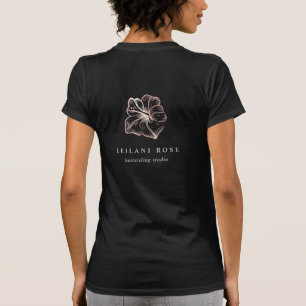 Elegant Roos Gold Hibiscus Flower Business Logo T-shirt