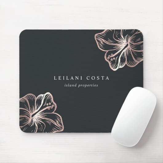 Elegant Roos Gold Hibiscus Flower Muismat (Met muis)