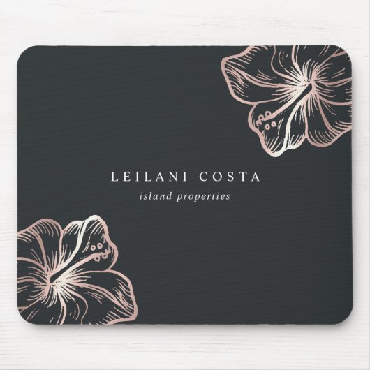 Elegant Roos Gold Hibiscus Flower Muismat (Voorkant)