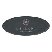 Elegant Roos Gold Hibiscus Flower Naambadge (Voorkant)