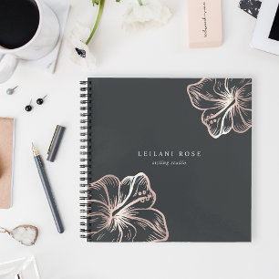 Elegant Roos Gold Hibiscus Flower Notitieboek