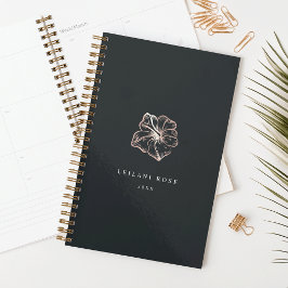 Elegant Roos Gold Hibiscus Flower Personalized Planner