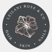 Elegant Roos Gold Hibiscus Flower Personalized Ronde Sticker (Voorkant)