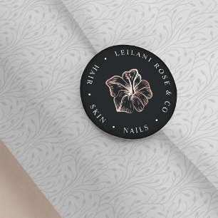 Elegant Roos Gold Hibiscus Flower Personalized Ronde Sticker