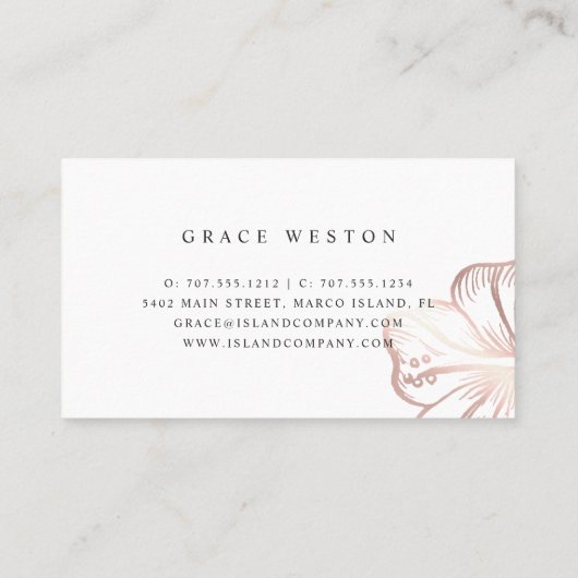 Elegant Roos Gold Hibiscus Flower Visitekaartje (Achterkant)