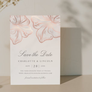 Elegant Roos Gold Hibiscus Flower Wedding Save The Date