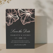 Elegant Roos Gold Hibiscus Flower Wedding Save The Date