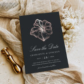 Elegant Roos Gold Hibiscus Flower Wedding Save The Date