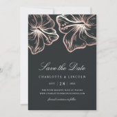 Elegant Roos Gold Hibiscus Flower Wedding Save The Date (Voorkant)