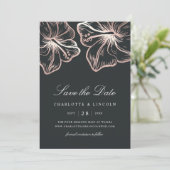 Elegant Roos Gold Hibiscus Flower Wedding Save The Date (Staand voorkant)