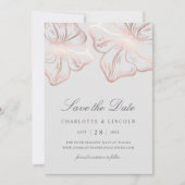 Elegant Roos Gold Hibiscus Flower Wedding Save The Date (Voorkant)