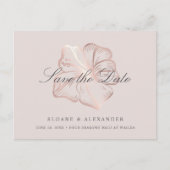 Elegant Roos Gold Hibiscus Wedding Save the Date Aankondigingskaart (Voorkant)
