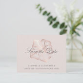 Elegant Roos Gold Hibiscus Wedding Save the Date Aankondigingskaart (Staand voorkant)