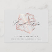 Elegant Roos Gold Hibiscus Wedding Save the Date Aankondigingskaart (Voorkant)