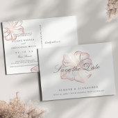 Elegant Roos Gold Hibiscus Wedding Save the Date Aankondigingskaart