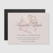 Elegant Roos Gold Hibiscus Wedding Save the Date Magnetische Uitnodiging (Voorkant / Achterkant)