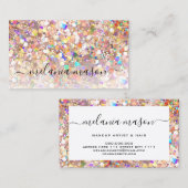 Elegant Roos Gold Holographic Glitter Makeup Hair Visitekaartje (Voorkant / Achterkant)