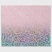 Elegant Roos Gold Iridescent Glitter Leopard Print Cadeaupapier (Vlak)