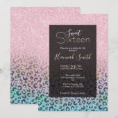 Elegant Roos Gold Iridescent Glitter Leopard Print Kaart (Voorkant / Achterkant)