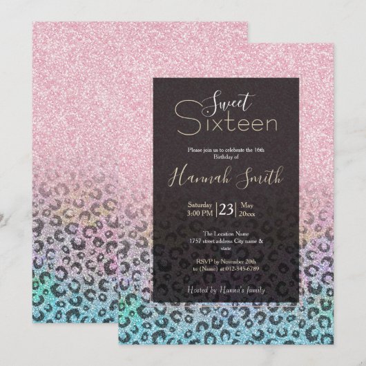 Elegant Roos Gold Iridescent Glitter Leopard Print Kaart (Voorkant / Achterkant)