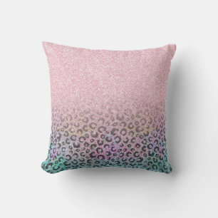 Elegant Roos Gold Iridescent Glitter Leopard Print Kussen