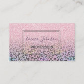 Elegant Roos Gold Iridescent Glitter Leopard Print Visitekaartje (Voorkant)
