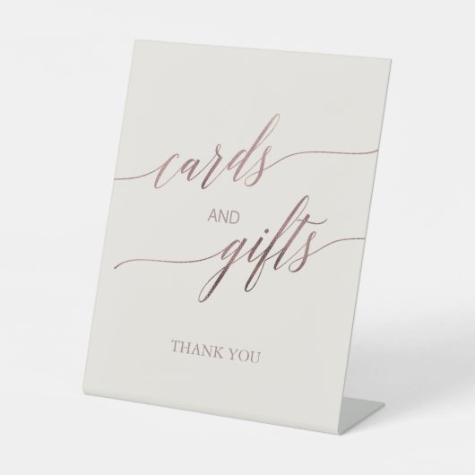 Elegant Roos Gold | Ivory-Kaarten en cadeautjes Reclamebord Met Voetstuk (Voorkant)