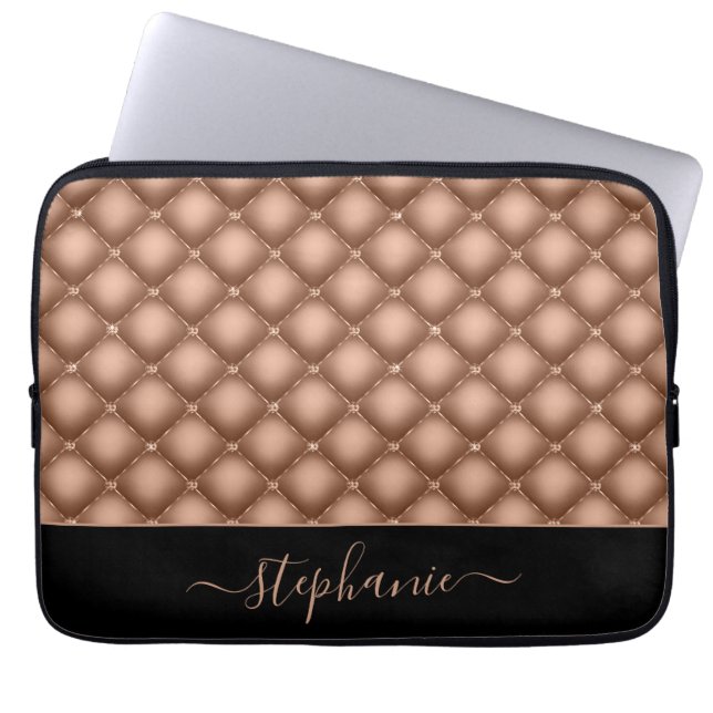 Elegant Roos Gold Jewel, speciaal gepersonaliseerd Laptop Sleeve (Voorkant)