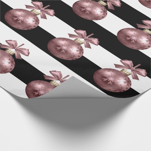 Elegant Roos Gold Kerstannament Patroon Cadeaupapier (Hoek)