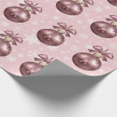 Elegant Roos Gold Kerstannament Patroon Cadeaupapier (Hoek)