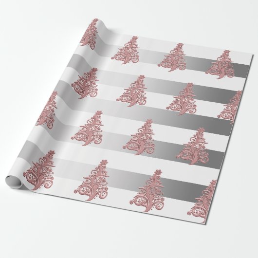 Elegant Roos Gold kerstboomstructuur Cadeaupapier (Uitgerold)