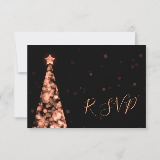 Elegant Roos Gold kerstbruiloft RSVP (Achterkant)