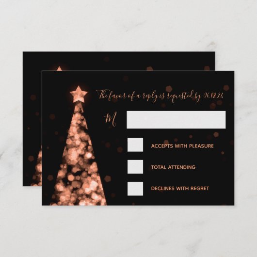 Elegant Roos Gold kerstbruiloft RSVP (Voorkant / Achterkant)