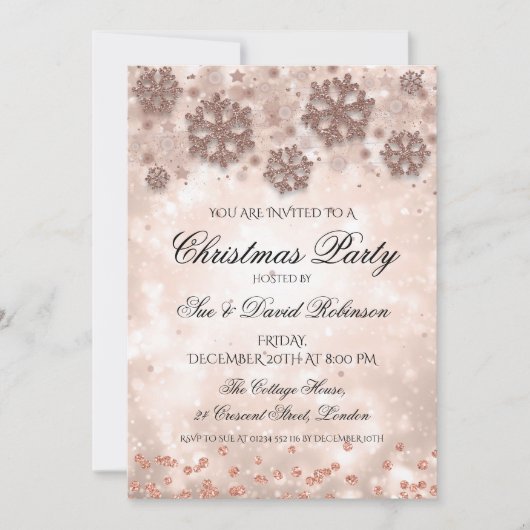 Elegant Roos Gold kerstfeestdag Kaart (Voorkant)