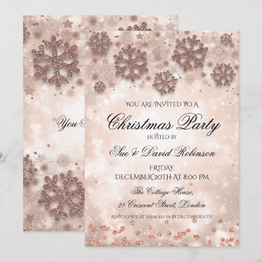 Elegant Roos Gold kerstfeestdag Kaart (Voorkant / Achterkant)