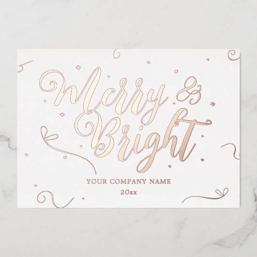 Elegant Roos Gold Kerstmis Company Folie Card Folie Feestdagenkaart (Voorkant)