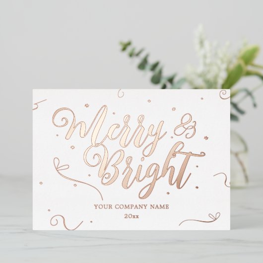 Elegant Roos Gold Kerstmis Company Folie Card Folie Feestdagenkaart (Staand Voorkant)