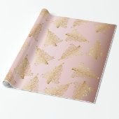 Elegant Roos Gold Kerstmis - Patroon Cadeaupapier (Uitgerold)